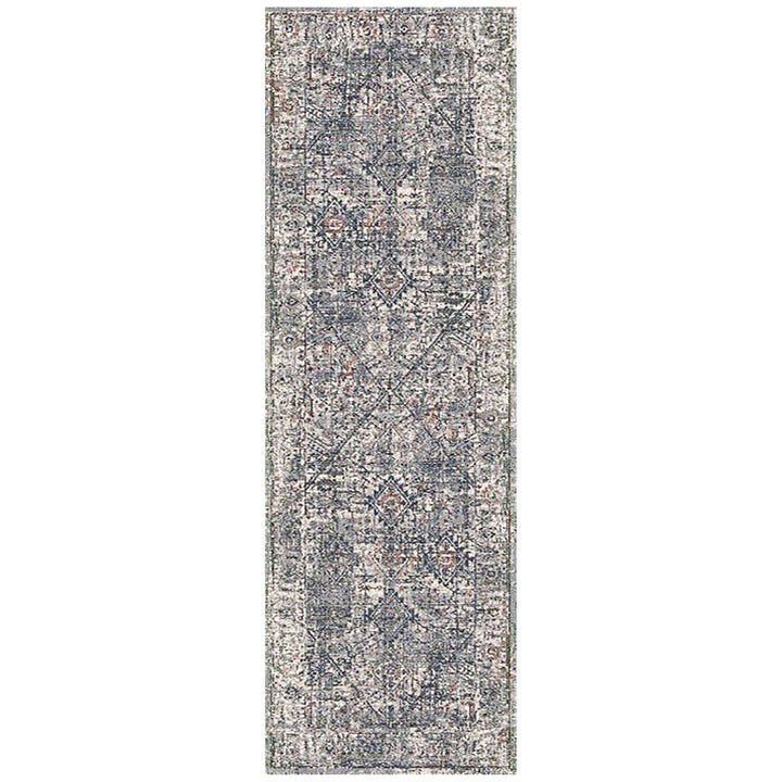 8 Gray and Ivory Oriental Power Loom Runner Rug Image 1