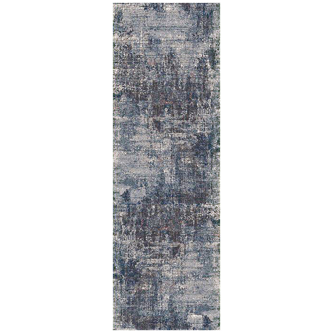 8 Gray and Orange Abstract Power Loom Runner Rug Image 1