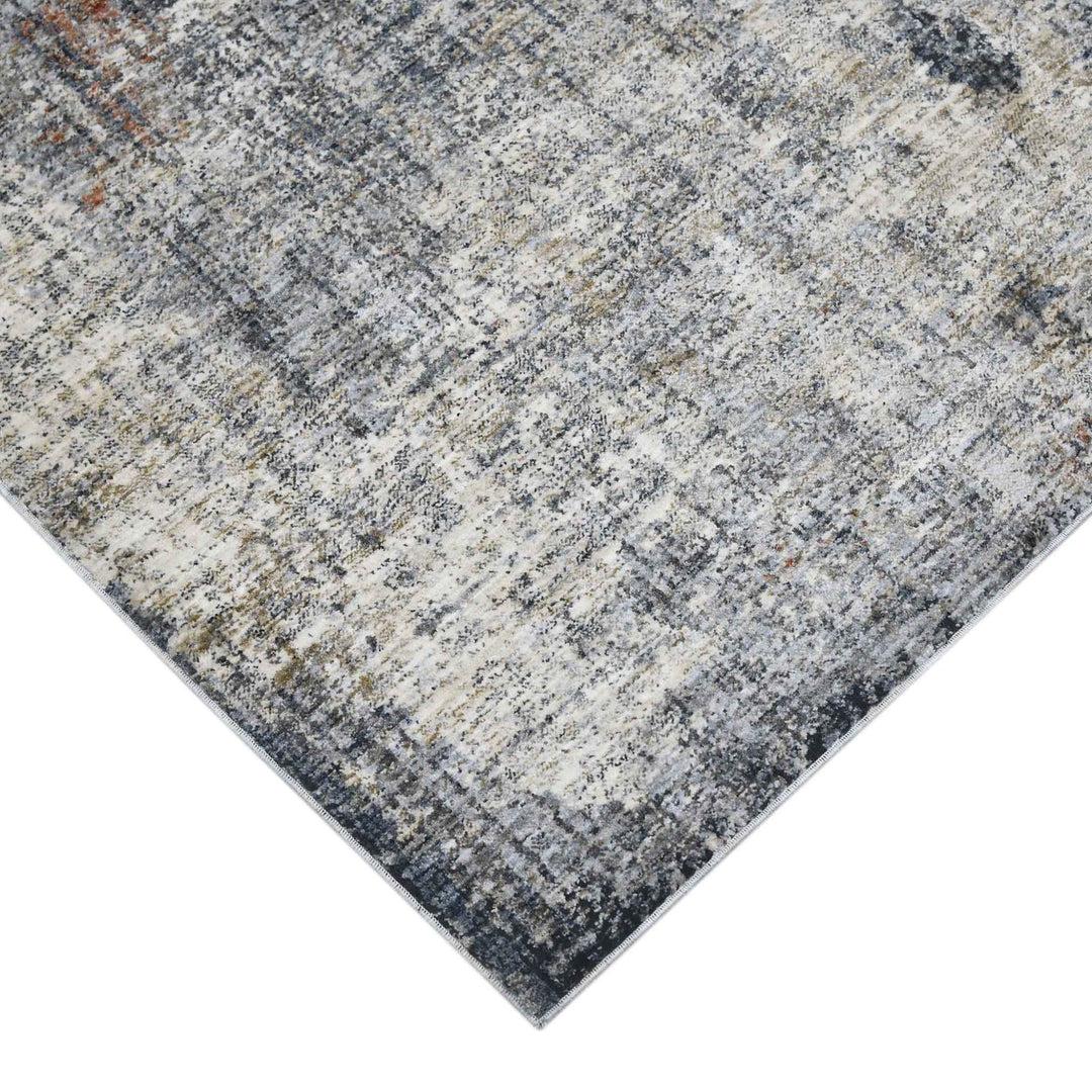 8 Gray and Ivory Abstract Power Loom Runner Rug Image 8