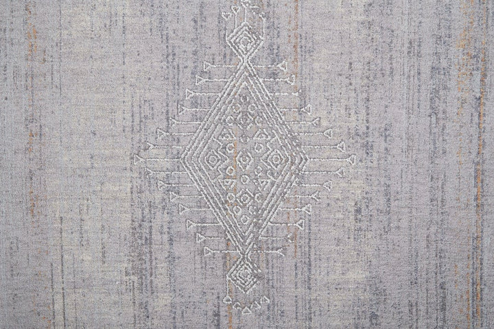 12 X 15 Gray Ivory And Orange Geometric Power Loom Distressed Stain Resistant Area Rug Image 2