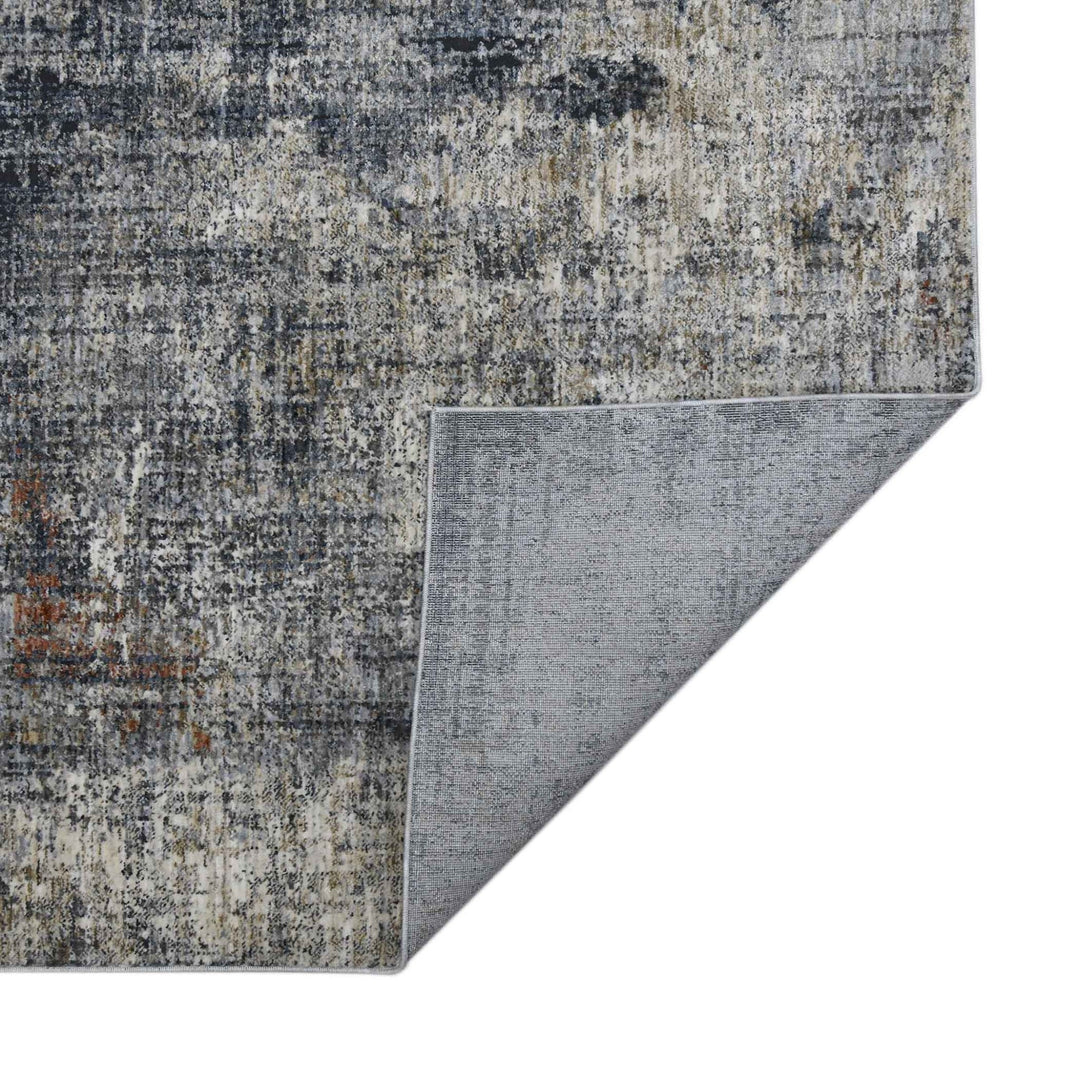 8 Gray and Ivory Abstract Power Loom Runner Rug Image 9