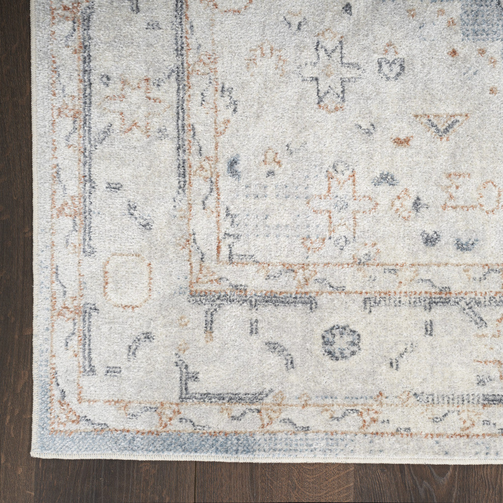 8 Light Blue Oriental Power Loom Distressed Washable Runner Rug Image 3