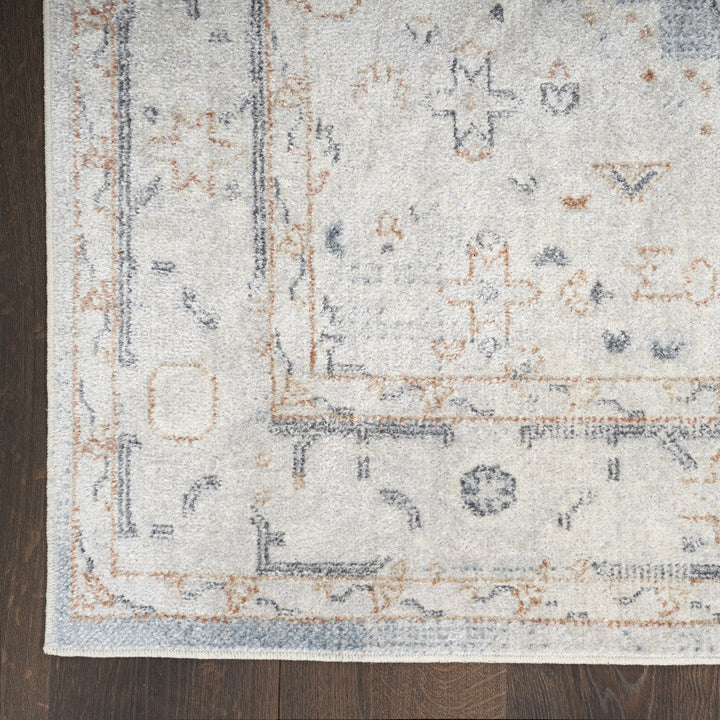 8 Light Blue Oriental Power Loom Distressed Washable Runner Rug Image 3