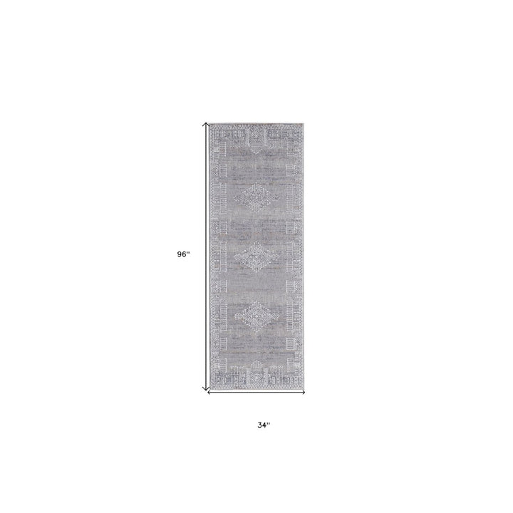 12 X 15 Gray Ivory And Orange Geometric Power Loom Distressed Stain Resistant Area Rug Image 7