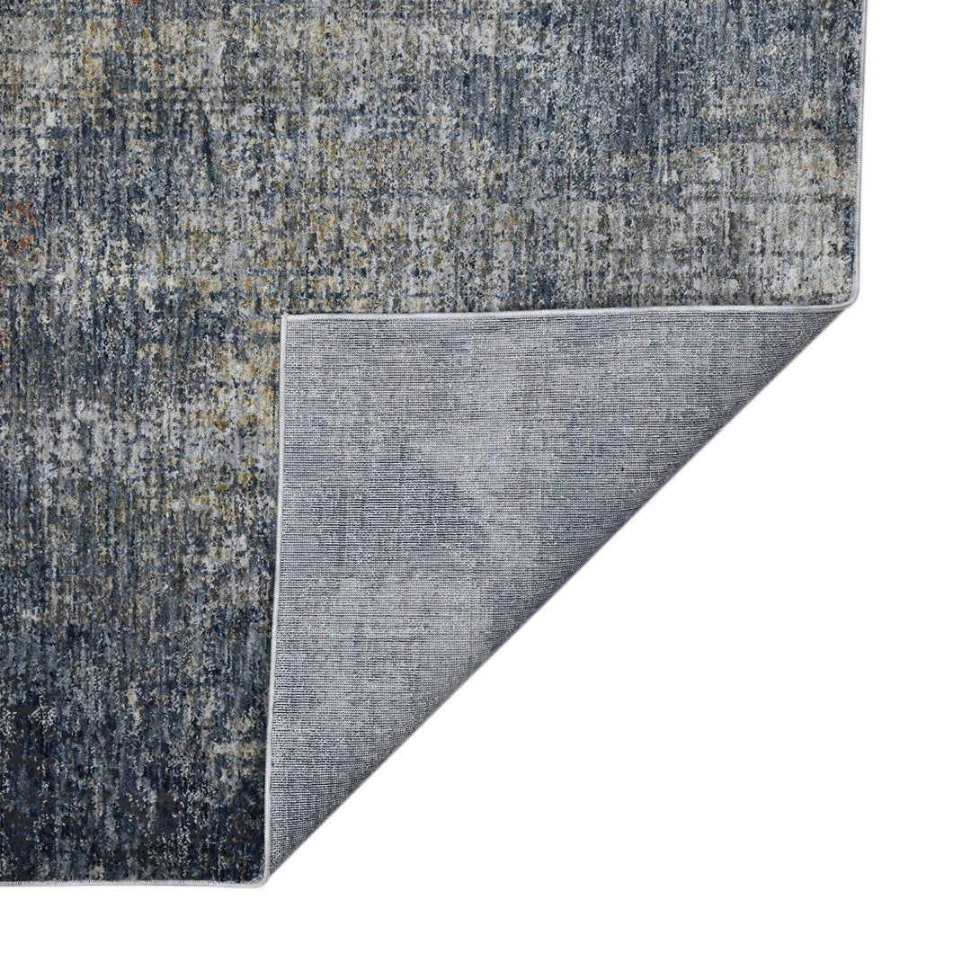 8 Gray and Orange Abstract Power Loom Runner Rug Image 9