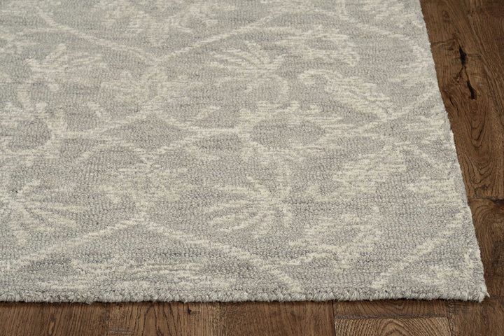 5 X 7 Grey Floral Vines Wool Indoor Area Rug Image 1