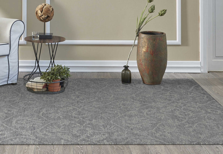 5 X 7 Grey Floral Vines Wool Indoor Area Rug Image 8