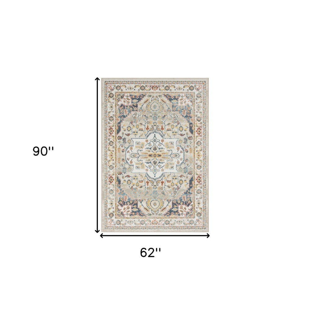 8 x 10 Ivory Abstract Area Rug Image 2