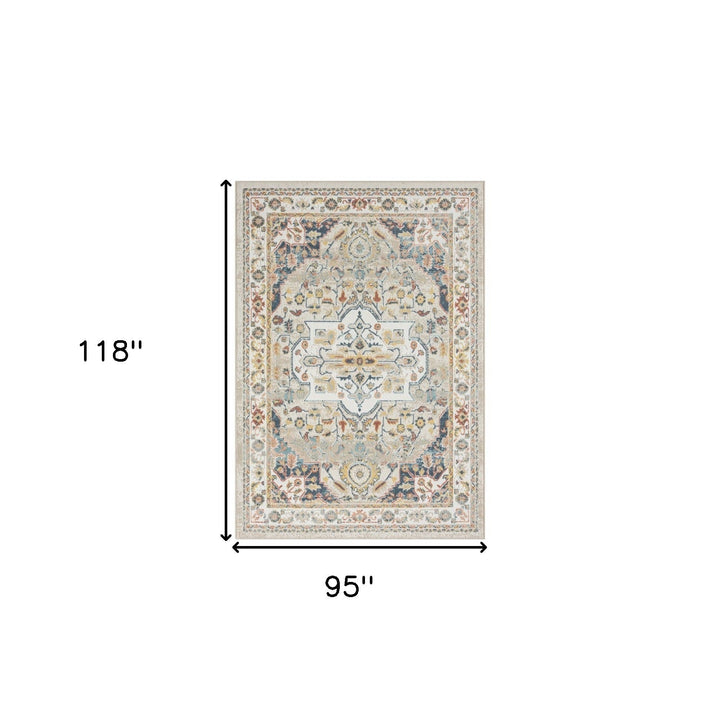 8 x 10 Ivory Abstract Area Rug Image 3