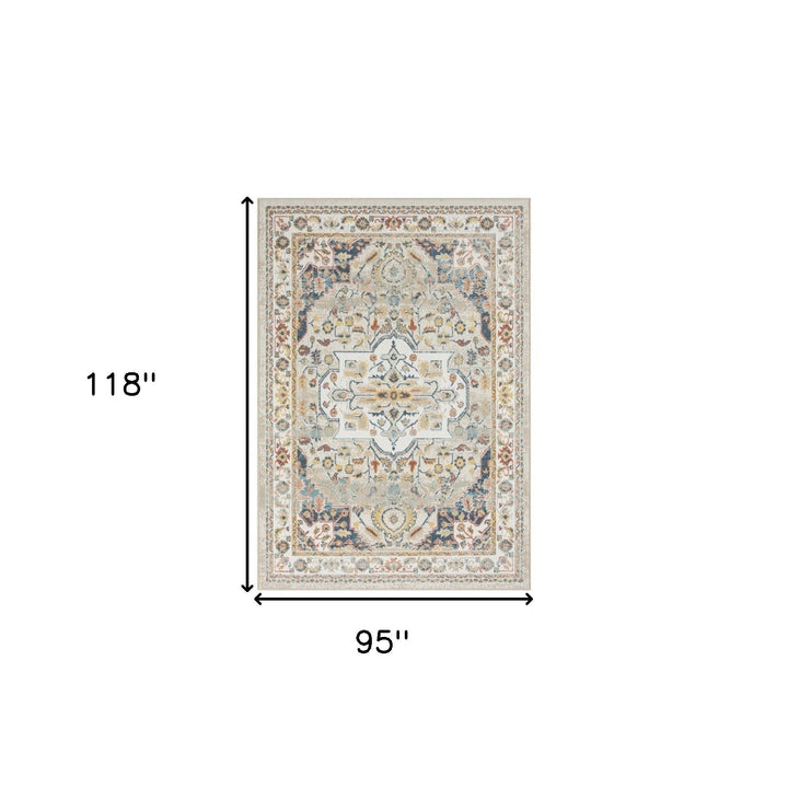 8 x 10 Ivory Abstract Area Rug Image 1