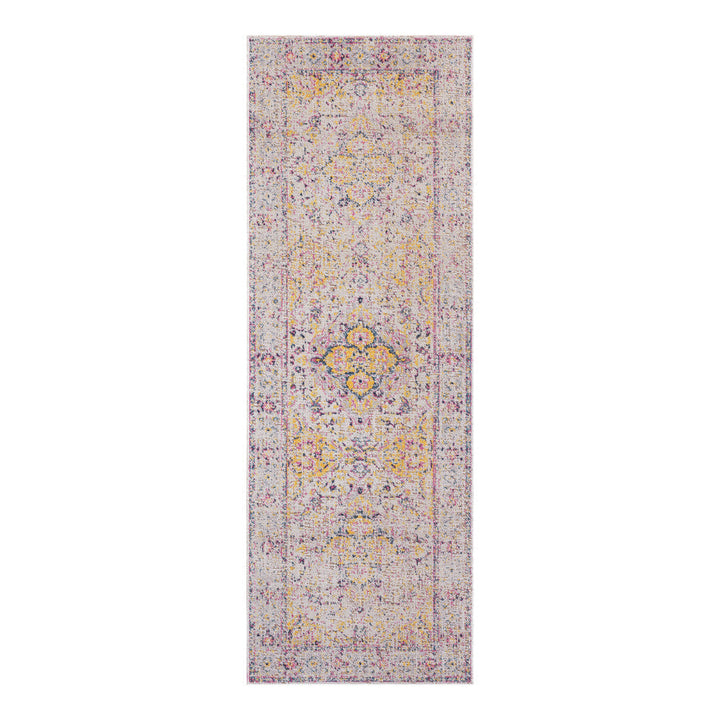 10 x 14 Yellow and Ivory Oriental Power Loom Distressed Area Rug Image 1