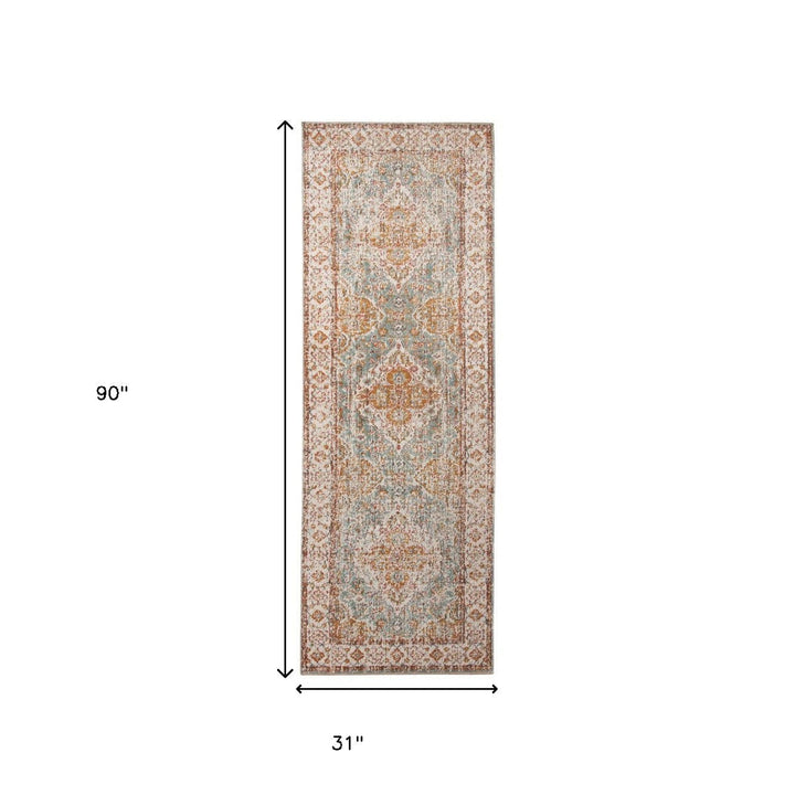 10 x 14 Yellow and Ivory Oriental Power Loom Distressed Area Rug Image 10