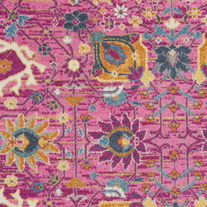 8 Pink Round Floral Power Loom Area Rug Image 4