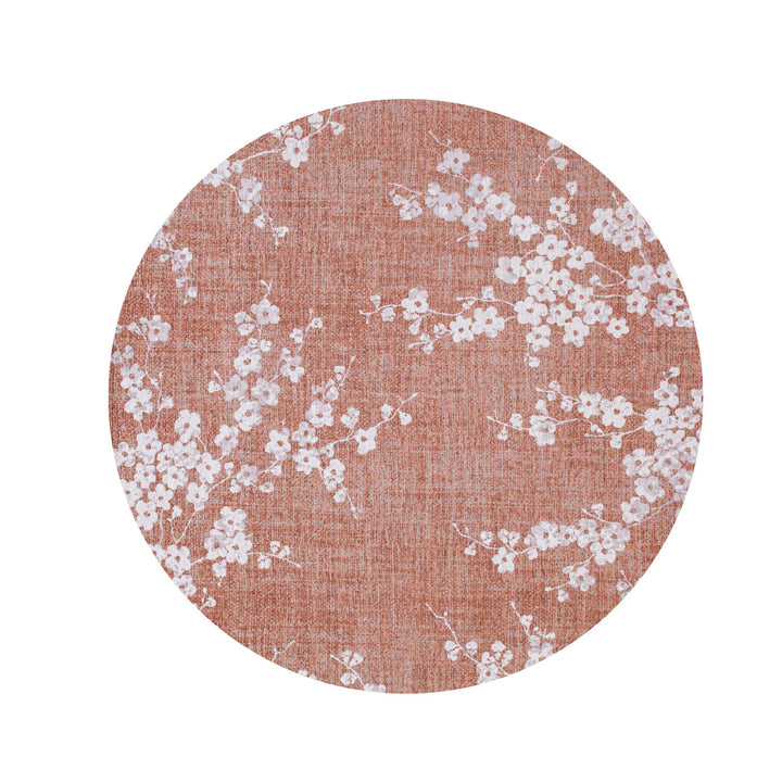 8 Red and White Round Oriental Non Skid Area Rug Image 2