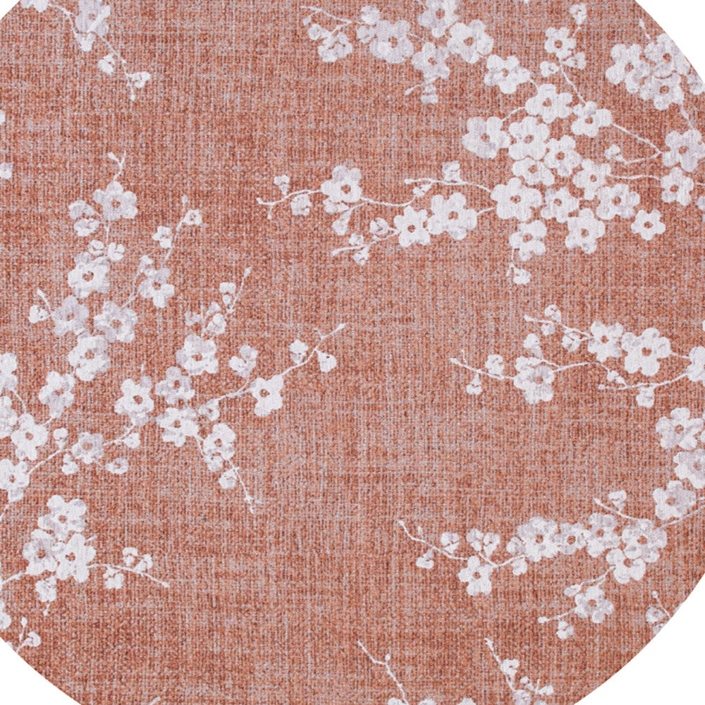 8 Red and White Round Oriental Non Skid Area Rug Image 6