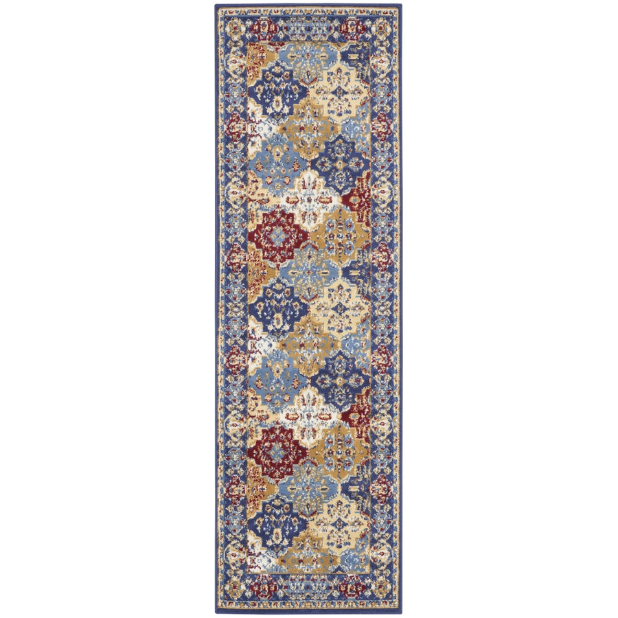 8 Red Damask Power Loom Runner Rug Image 1