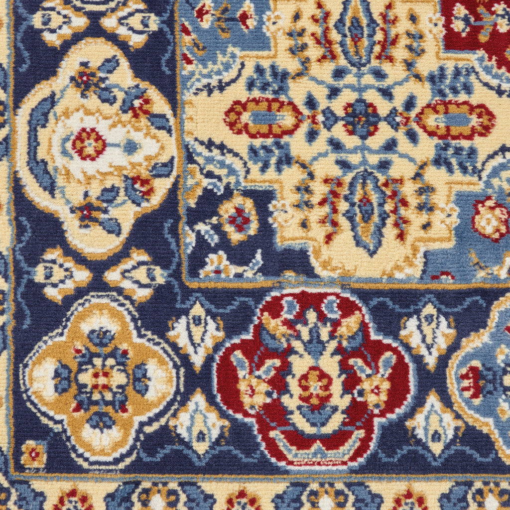 8 Red Damask Power Loom Runner Rug Image 4