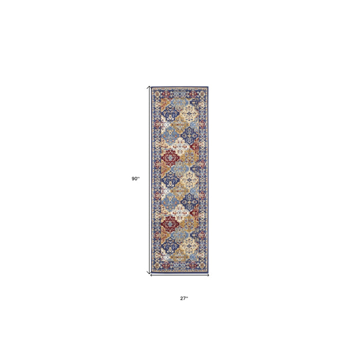 8 Red Damask Power Loom Runner Rug Image 8