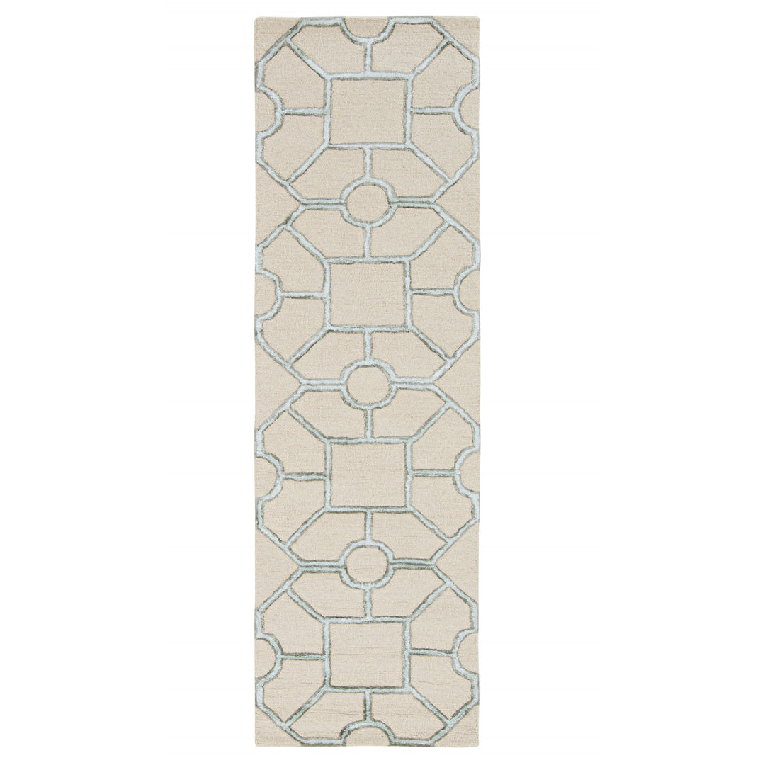 5X7 Beige Hand Tufted Geometric Indoor Area Rug Image 1