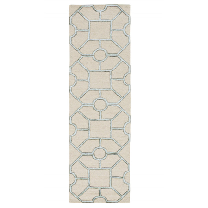 5X7 Beige Hand Tufted Geometric Indoor Area Rug Image 1