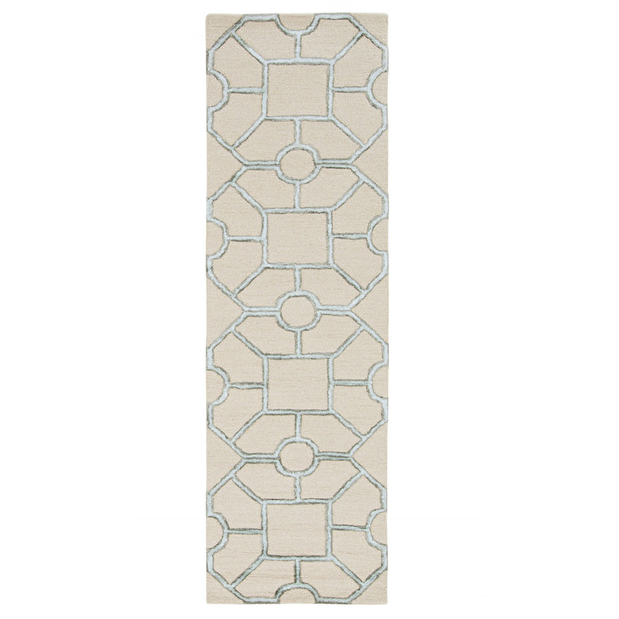 5X7 Beige Hand Tufted Geometric Indoor Area Rug Image 1