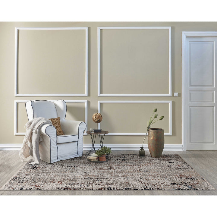 5 X 8 Beige Or Grey Abstract Transitional Indoor Area Rug Image 3