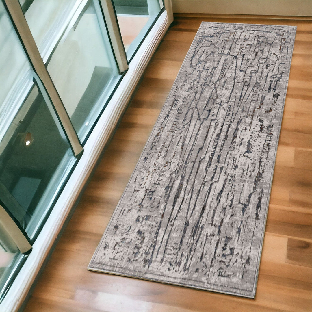 5X8 Grey Machine Woven Abstract Indoor Area Rug Image 1