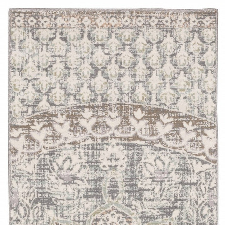 7 X 10 Ivory Grey Distresed Oversize Medallion Indoor Area Rug Image 1