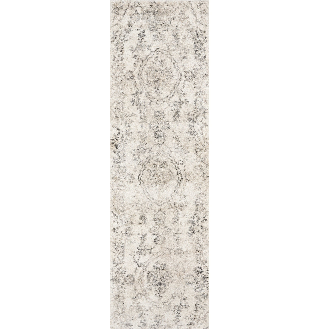 7 Runner Gray Floral Distressed Runner Rug Image 1