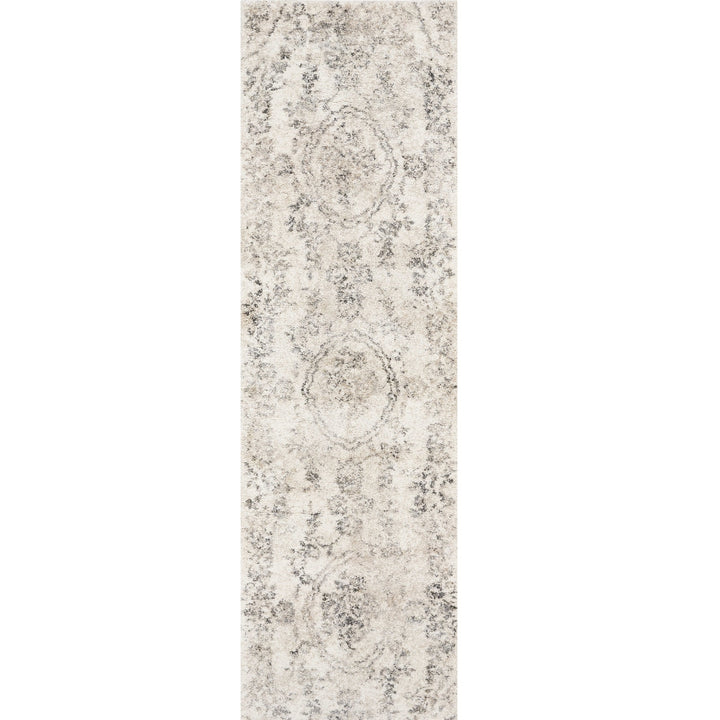 7 Runner Gray Floral Distressed Runner Rug Image 1