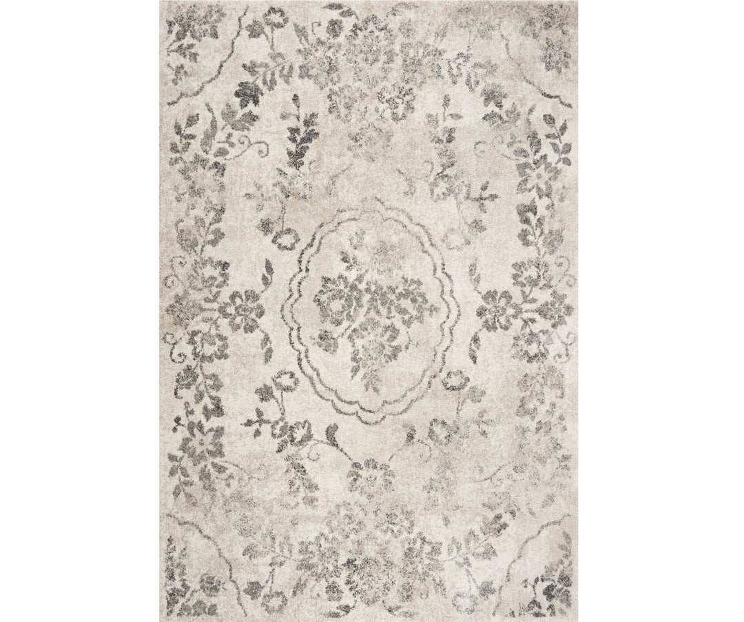 7 Runner Gray Floral Distressed Runner Rug Image 2