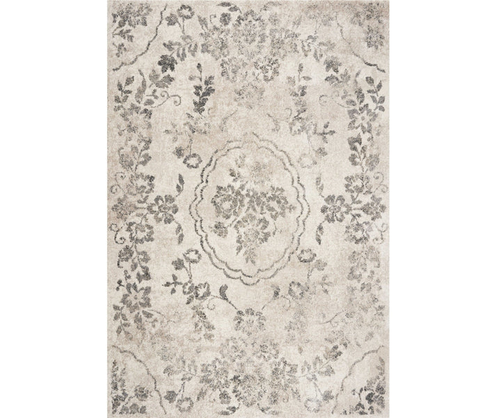 7 Runner Gray Floral Distressed Runner Rug Image 2