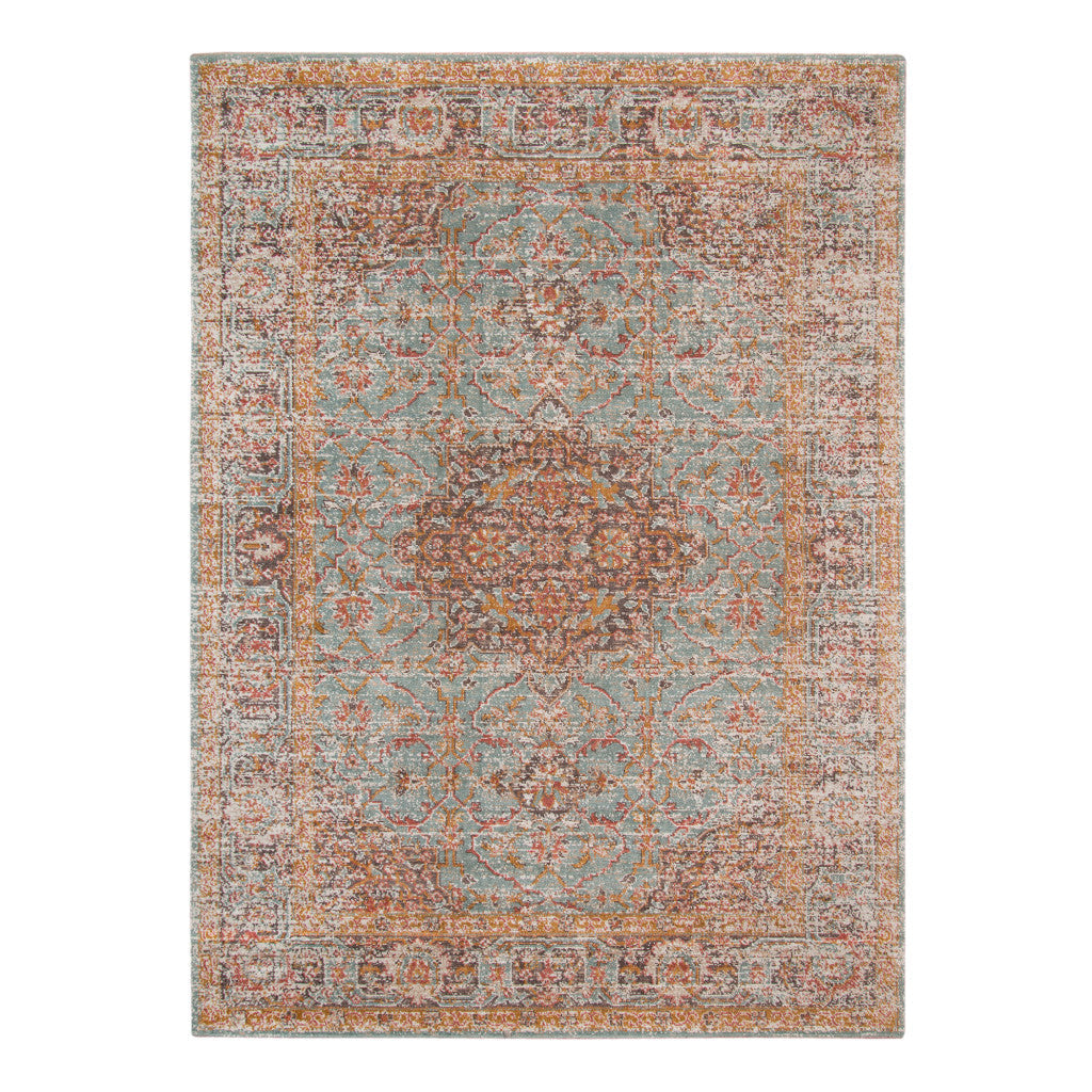 7 x 9 Sea Green Medallion Power Loom Area Rug With Fringe Image 3