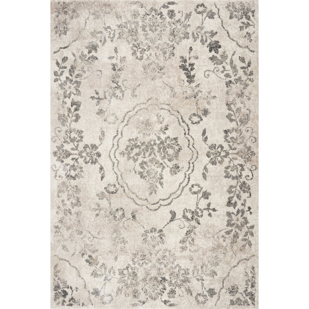 7 Runner Gray Floral Distressed Runner Rug Image 4