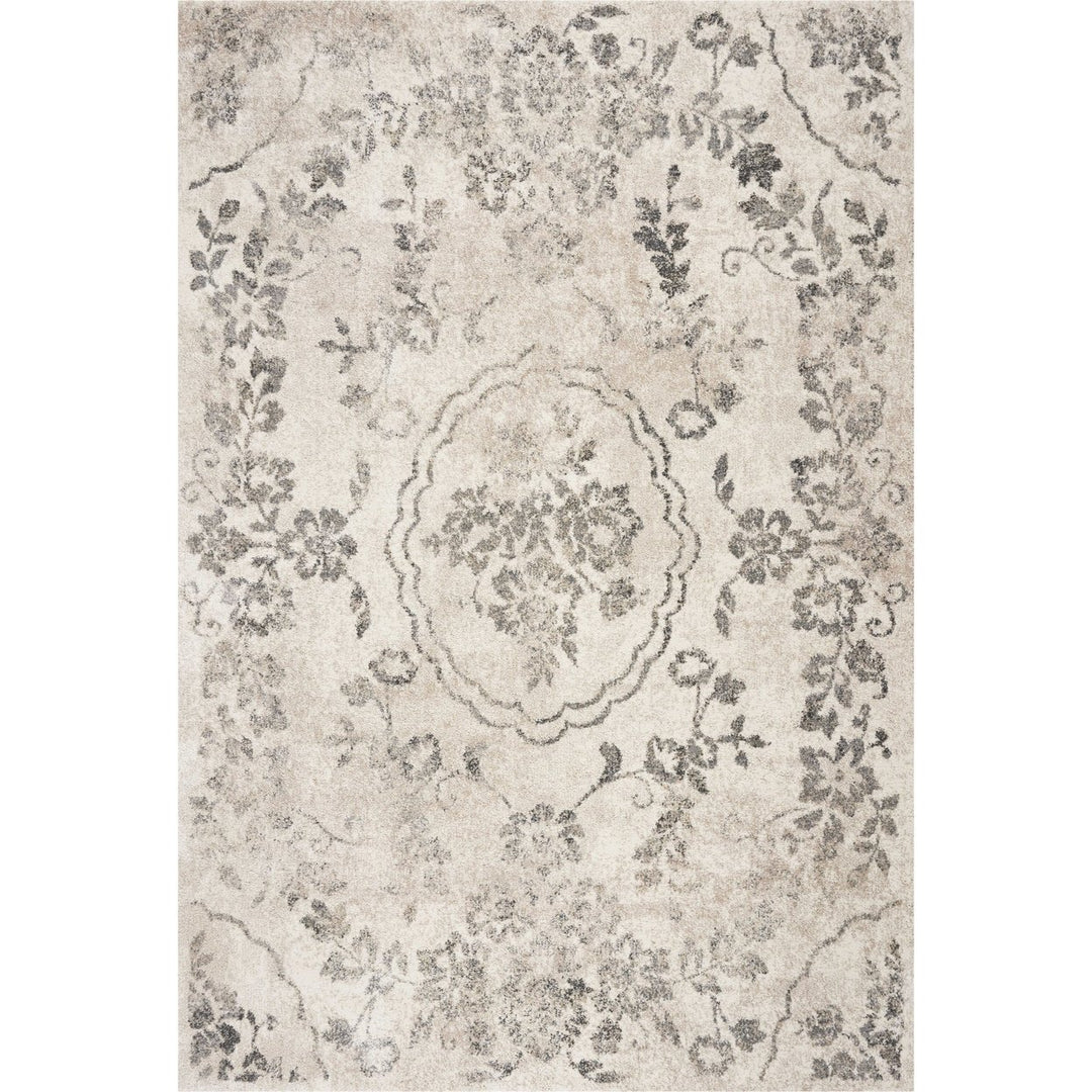 7 Runner Gray Floral Distressed Runner Rug Image 1