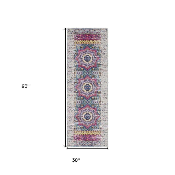 5 x 8 Blue and Orange Medallion Power Loom Area Rug Image 12