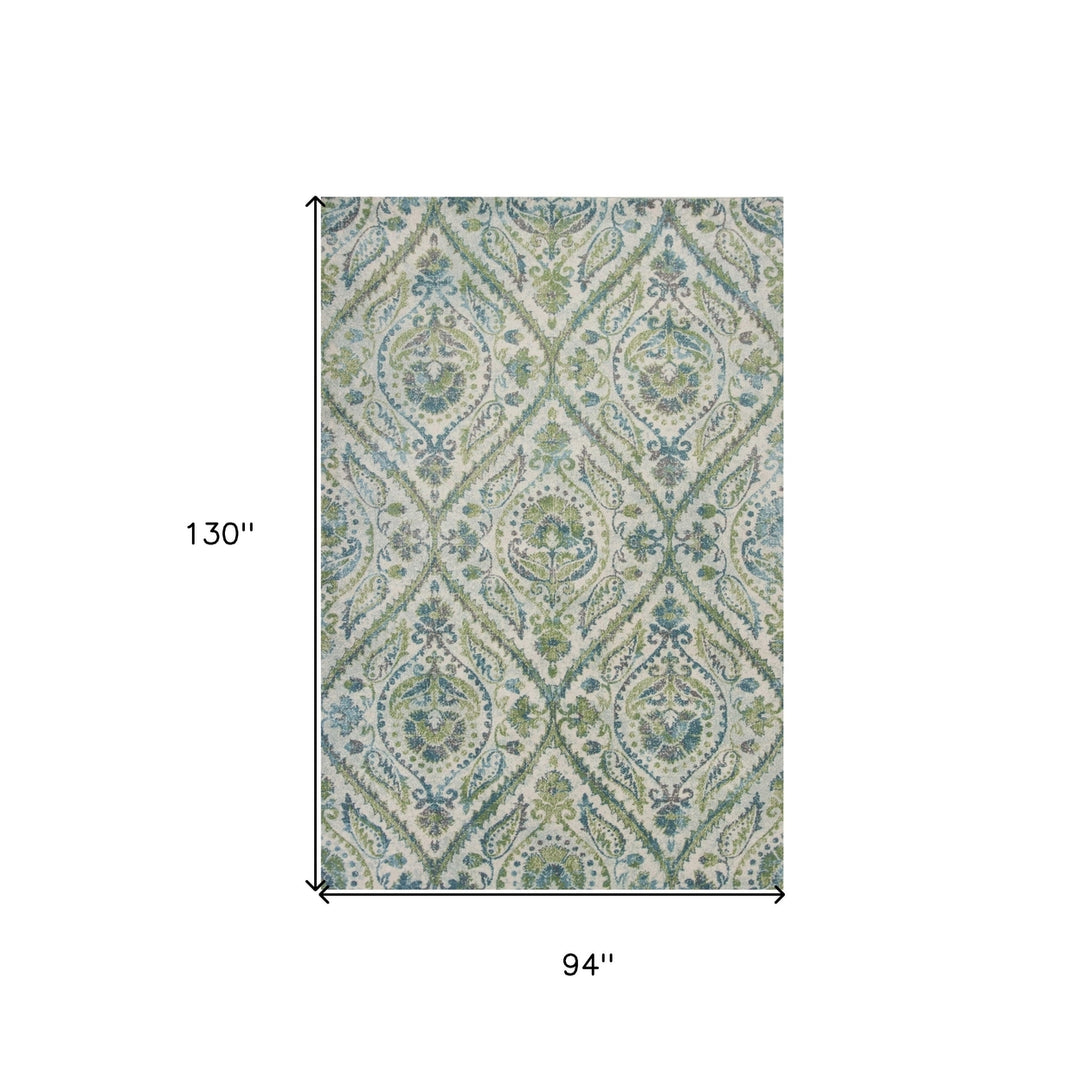 5 X 8 Ivory Or Teal Tropical Parisian Indoor Area Rug Image 1