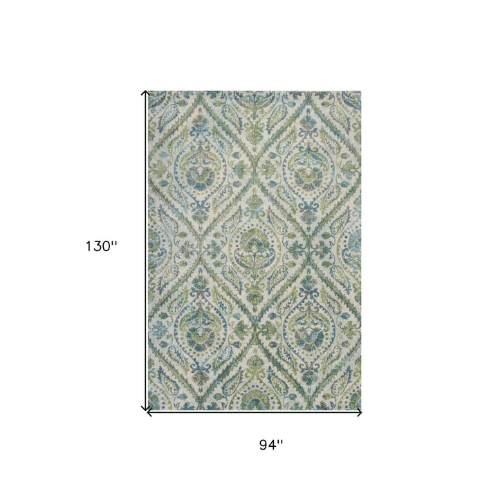 5 X 8 Ivory Or Teal Tropical Parisian Indoor Area Rug Image 1