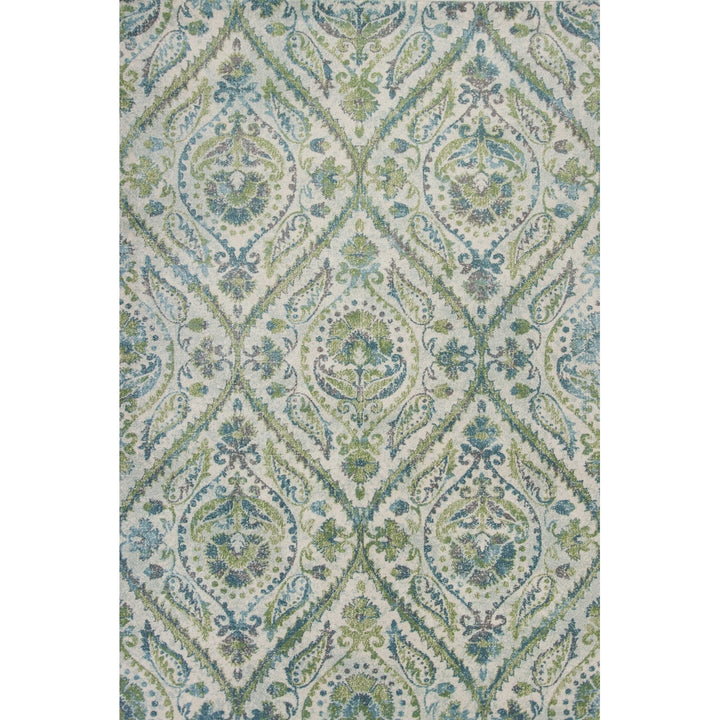 5 X 8 Ivory Or Teal Tropical Parisian Indoor Area Rug Image 3