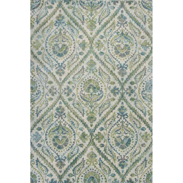 5 X 8 Ivory Or Teal Tropical Parisian Indoor Area Rug Image 1