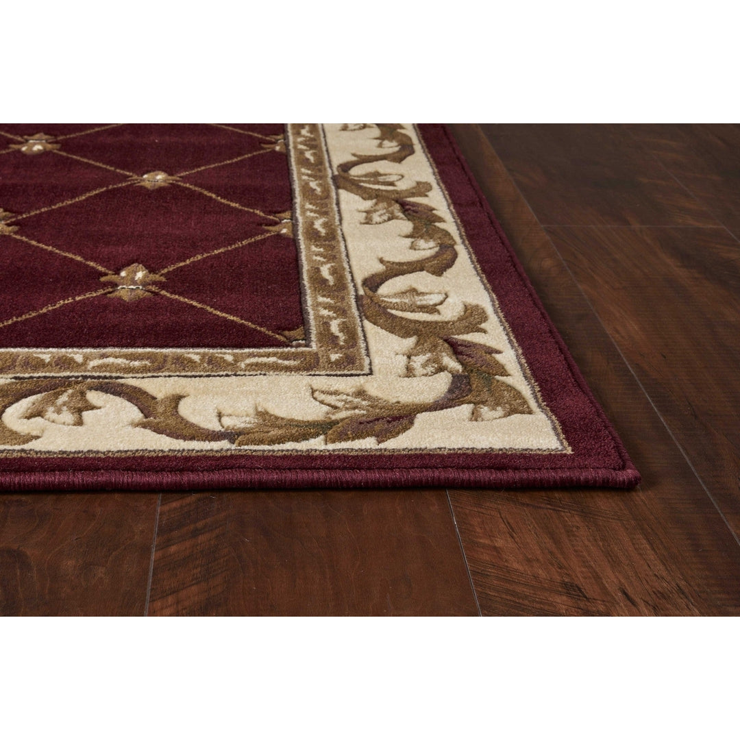 2X3 Red Machine Woven Hand Carved Fleur De Lis Indoor Accent Rug Image 6