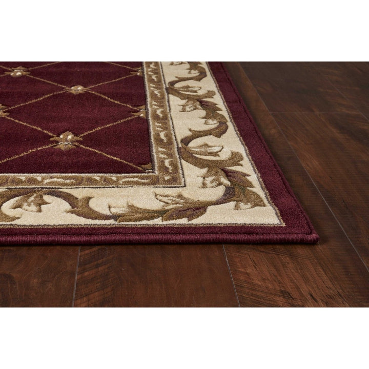 2X3 Red Machine Woven Hand Carved Fleur De Lis Indoor Accent Rug Image 1