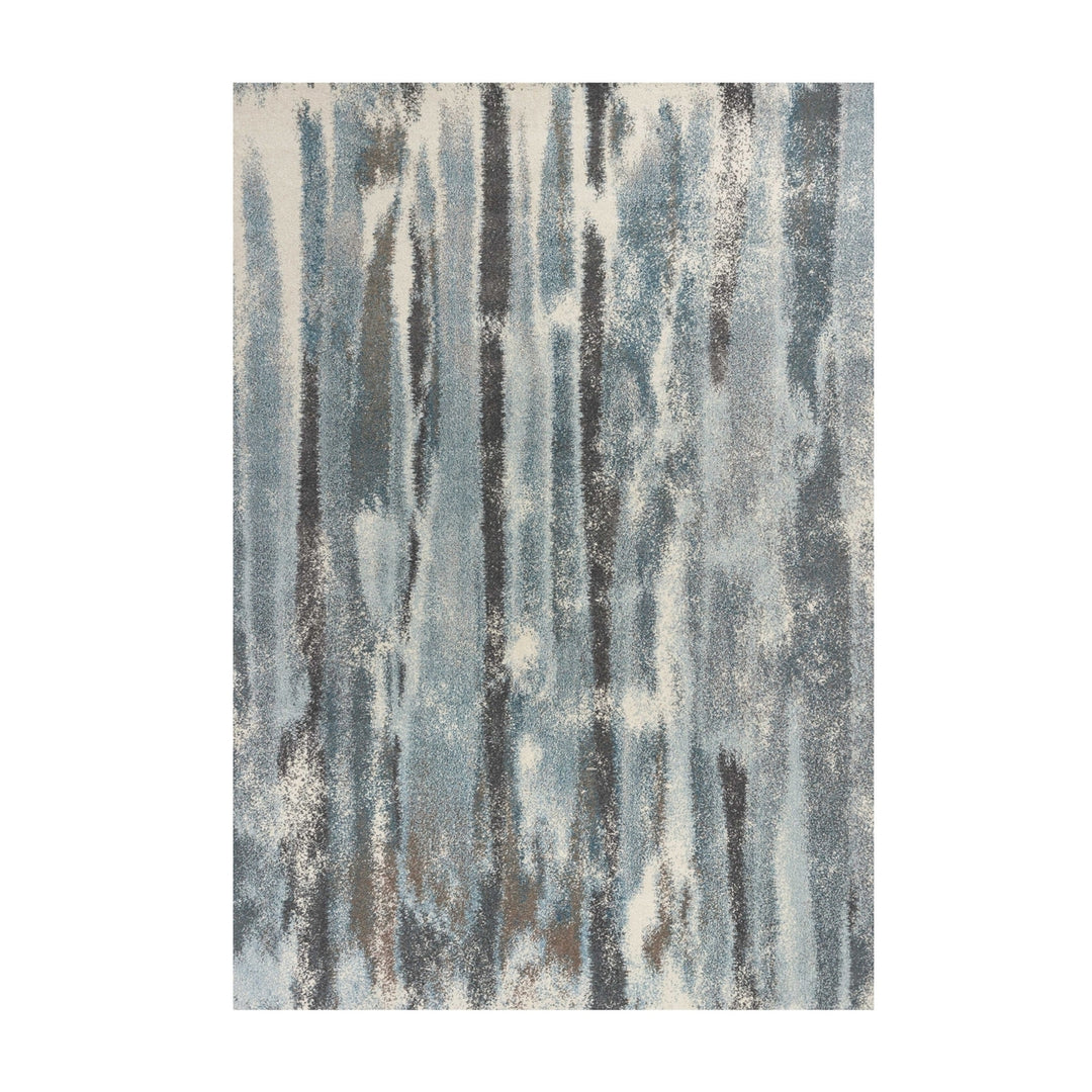 5 X 8 Teal Abstract Brushstrokes Indoor Area Rug Image 1