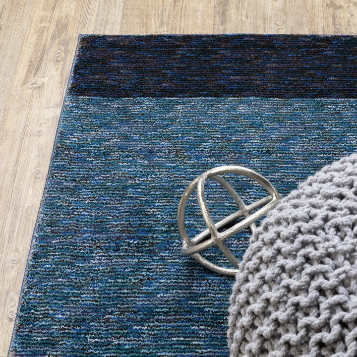 8 Runner Blue Purple Grey and Teal Geometric Power Loom Runner Rug Image 7