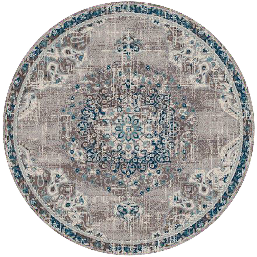 9 x 12 Teal Blue Medallion Power Loom Area Rug Image 11