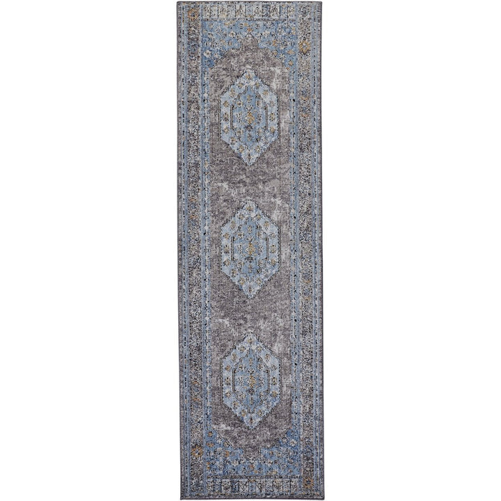 8 x 10 Blue and Gray Floral Area Rug Image 11