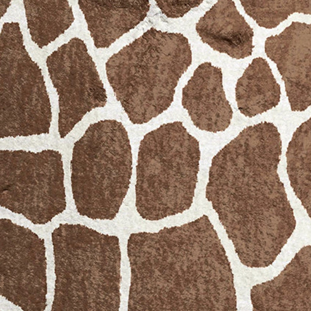 8 Brown and Ivory Animal Print Handmade Non Skid Runner Rug Image 4