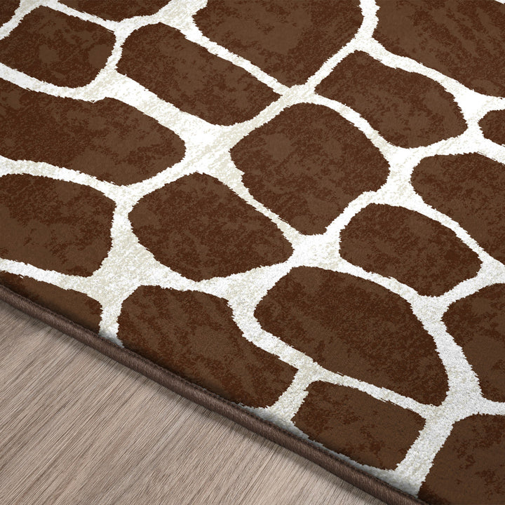 8 Brown and Ivory Animal Print Handmade Non Skid Runner Rug Image 6