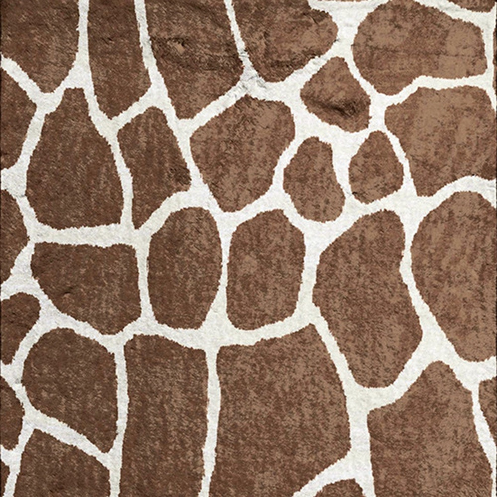 8 Brown and Ivory Animal Print Handmade Non Skid Runner Rug Image 10