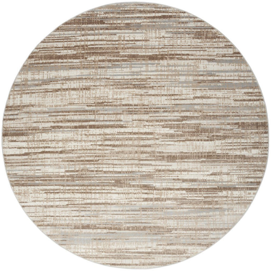 8 Brown Round Abstract Power Loom Area Rug Image 1